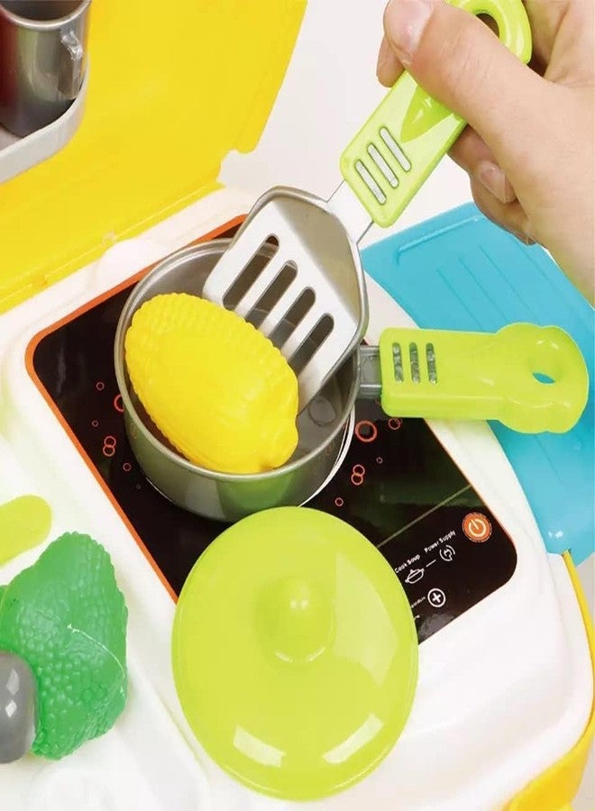 Space Enterprises Kitchen Set for Kids Girls | Plastic Suitcase | 26 Pieces | Pretend and Play | Best Birthday and Return Gift | Non Toxic | Yellow Colour - Image 2